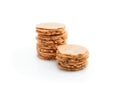 Stack of thin round crispbreads with herbs isolated on white Royalty Free Stock Photo