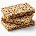 Stack of thin whole grain crispbreads with visible seeds and grains Royalty Free Stock Photo