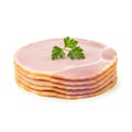 Stack of thinly sliced ham topped with fresh parsley Royalty Free Stock Photo