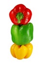 Stack of three bell peppers Royalty Free Stock Photo