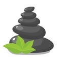 Stack of three black hot stones, Royalty Free Stock Photo