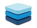 Stack of three blue cubes in gradient shades Royalty Free Stock Photo