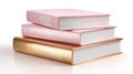 Stack of three books light pink and gold covers isolated on a transparent background ai generated Royalty Free Stock Photo