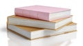 Stack of three books light pink gold covers white pages isolated on a transparent ai generated Royalty Free Stock Photo