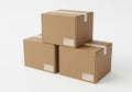 Stack of three brown cardboard boxes Royalty Free Stock Photo