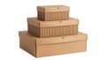 Stack of three brown cardboard boxes with lids Royalty Free Stock Photo