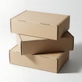 Stack of Three Brown Cardboard Mailer Boxes Royalty Free Stock Photo