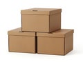 Stack of three brown storage boxes Royalty Free Stock Photo