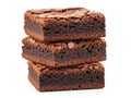 Stack of three brownies isolated on white background Royalty Free Stock Photo