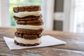 Stack of Three Chocolate Ice Cream Sandwiches Royalty Free Stock Photo