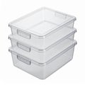 Stack of Three Clear Plastic Storage Bins Containers on White Background Royalty Free Stock Photo