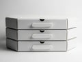 Stack of three closed pizza boxes on a clean surface Royalty Free Stock Photo