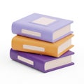Stack of Three Colorful 3D Rendered Books on White Background reading education Royalty Free Stock Photo