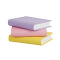 Stack of Three Colorful Pastel Books on White Background pile reading Royalty Free Stock Photo