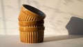 Stacked Ceramic Ramekins with Warm Sunlight Royalty Free Stock Photo