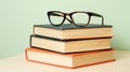 Stack of Books with Eyeglasses Royalty Free Stock Photo