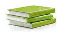 Stack of three lime green hardcover books with white pages isolated on a transparent ai generated Royalty Free Stock Photo