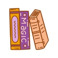 Stack of three magic books. Magic vector Royalty Free Stock Photo