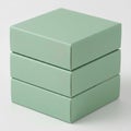 Stack of Three Mint Green Packaging Boxes on White Background Royalty Free Stock Photo