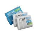 Stack of Three Newspapers with \