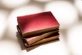 Detailed view of stack of three old books Royalty Free Stock Photo