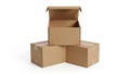 Stack of three open cardboard boxes Royalty Free Stock Photo