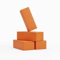 Stack of Three Orange Rectangular Blocks on White Background bricks geometric Royalty Free Stock Photo