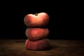 Stack of three peaches Royalty Free Stock Photo