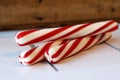 Stack of three peppermint sticks Royalty Free Stock Photo
