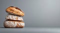 A stack of three pieces of bread sitting on top of each other Royalty Free Stock Photo