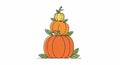 Stack of Three Pumpkins with Leaves Royalty Free Stock Photo