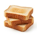 A stack of three slices of toasted white bread isolated on white background Royalty Free Stock Photo