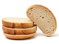 Stack of three slices of whole grain bread with a half loaf isolated on transparent background Royalty Free Stock Photo
