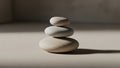 A stack of three smooth, rounded pebbles rests on a flat surface Royalty Free Stock Photo