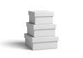 Stack of three white boxes isolated on white background Royalty Free Stock Photo
