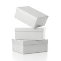 Stack of three white cardboard boxes, top one open Royalty Free Stock Photo