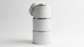 Stack of three white containers isolated on white background Royalty Free Stock Photo