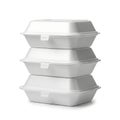 Stack of three white styrofoam containers Royalty Free Stock Photo