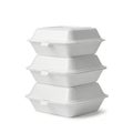 Stack of three white styrofoam containers Royalty Free Stock Photo