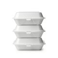 Stack of three white styrofoam containers Royalty Free Stock Photo