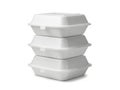 Stack of three white styrofoam containers Royalty Free Stock Photo