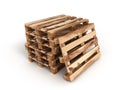 Stack of three wooden pallets One pallet near on white Royalty Free Stock Photo