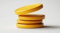 Stack of three yellow 3D-rendered coins with detailed surface texture isolated on a white background Royalty Free Stock Photo