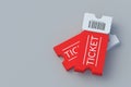 Stack of tickets for cinema, theatre, show and other entertainments