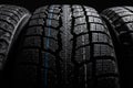 A stack of tires for a passenger car Royalty Free Stock Photo