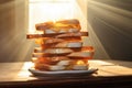 stack of toast with morning sunlight streaming in