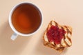 Toasted bread with jam and tea Royalty Free Stock Photo