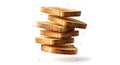 Stack of Toasted Bread Slices on White Background Ready for Breakfast Royalty Free Stock Photo