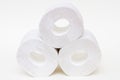 Stack of toilet paper rolls on white background Royalty Free Stock Photo