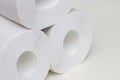 Stack of toilet paper rolls on white background Royalty Free Stock Photo